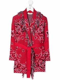 TWINSET Kids жаккардовый кардиган с узором пейсли и бахромой