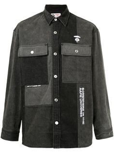 AAPE BY *A BATHING APE® джинсовая рубашка в технике пэчворк