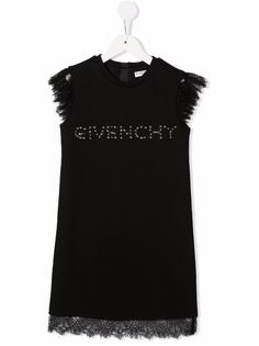 Givenchy Kids платье мини с кружевной отделкой и логотипом