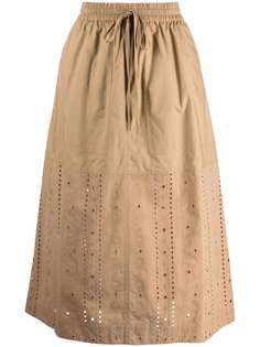 See by Chloé юбка миди с английской вышивкой