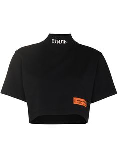 Heron Preston укороченная футболка с вышитым логотипом Стиль