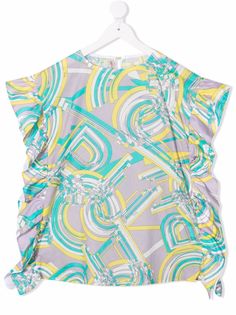 Emilio Pucci Junior блузка с оборками и графичным принтом