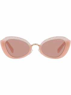 Miu Miu Eyewear солнцезащитные очки в оправе кошачий глаз с кристаллами