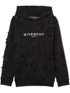 Givenchy Kids худи с эффектом потертости и логотипом