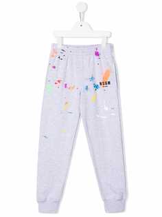 MSGM Kids спортивные брюки с эффектом разбрызганной краски