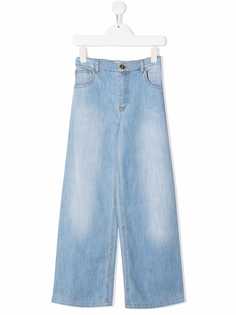 Elisabetta Franchi La Mia Bambina широкие джинсы с эффектом потертости