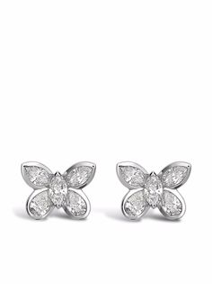 Pragnell серьги-гвоздики Butterfly из белого золота с бриллиантами