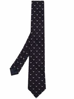 Emporio Armani галстук в ломаную клетку с логотипом