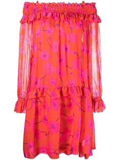 P.A.R.O.S.H. платье миди с открытыми плечами и цветочным принтом