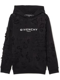 Givenchy Kids худи с эффектом потертости и логотипом