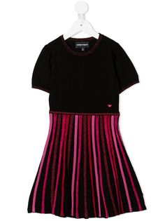 Emporio Armani Kids полосатое платье-футболка длины миди