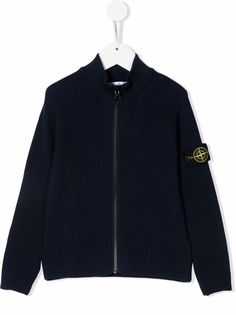 Stone Island Junior кардиган на молнии с нашивкой-логотипом