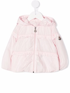 Moncler Enfant куртка с оборками и капюшоном