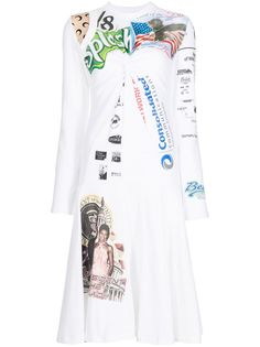 Marine Serre платье миди с графичным принтом и драпировкой