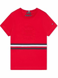 Tommy Hilfiger Junior футболка с тисненым логотипом и полосками