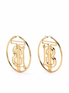 Burberry серьги-кольца с логотипом TB