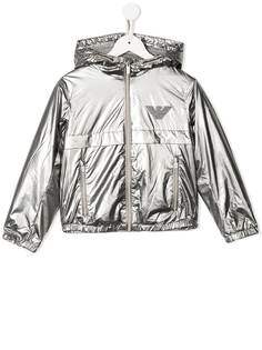 Emporio Armani Kids куртка на молнии с капюшоном и эффектом металлик