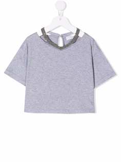 Brunello Cucinelli Kids футболка с декором Monili