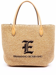 Ermanno Scervino плетеная сумка-тоут с вышитым логотипом