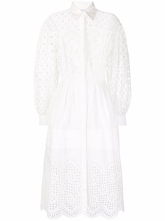 Alberta Ferretti платье-рубашка с английской вышивкой