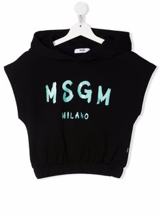 MSGM Kids укороченное худи с логотипом