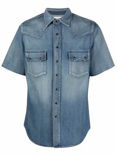 Saint Laurent джинсовая рубашка с короткими рукавами