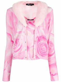 Blumarine кардиган с цветочным узором и V-образным вырезом