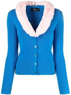 Blumarine кардиган с воротником из искусственного меха