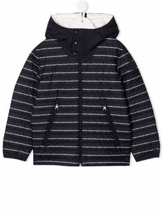 Moncler Enfant куртка с капюшоном и логотипом