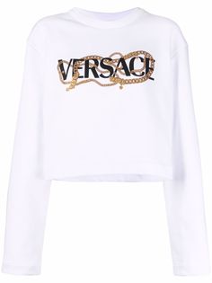 Versace укороченная футболка с принтом Barocco