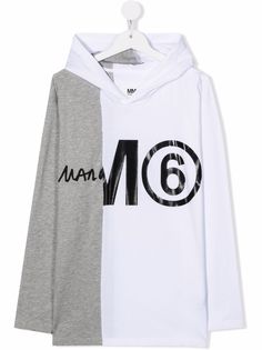 MM6 Maison Margiela Kids худи в стиле колор-блок с логотипом