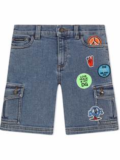 Dolce & Gabbana Kids джинсовые шорты карго с нашивками
