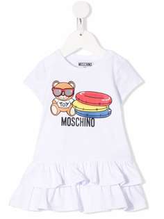 Moschino Kids платье-футболка с оборками и принтом Teddy