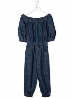 Brunello Cucinelli Kids джинсовый комбинезон с открытыми плечами