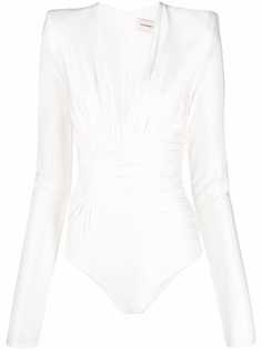 Alexandre Vauthier боди с V-образным вырезом и длинными рукавами