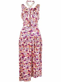 Paco Rabanne платье миди с цветочным принтом