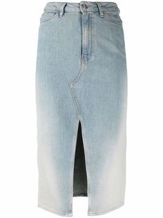 3x1 джинсовая юбка с разрезом