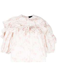 Simone Rocha блузка с оборками и цветочным принтом