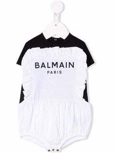 Balmain Kids ромпер с оборками и логотипом