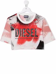 Diesel Kids укороченная футболка с принтом