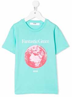 MSGM Kids футболка с принтом Fantastic Green