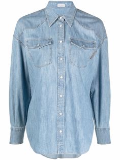 Brunello Cucinelli джинсовая рубашка с длинными рукавами и карманами