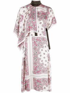 sacai платье миди асимметричного кроя с принтом
