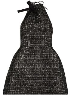 SHUSHU/TONG твидовое платье А-силуэта с вырезом халтер