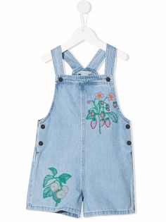 Stella McCartney Kids джинсовый комбинезон с цветочной вышивкой