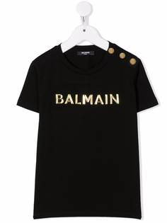 Balmain Kids футболка с тисненым логотипом