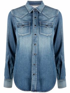 Saint Laurent джинсовая рубашка узкого кроя
