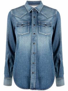 Saint Laurent джинсовая рубашка узкого кроя