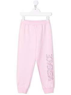 Versace Kids спортивные брюки с логотипом из страз