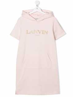 LANVIN Enfant платье с капюшоном и тисненым логотипом